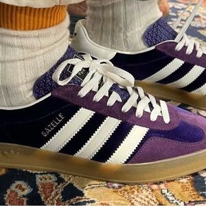 Adidas Gazelle Purple and White Gucci shoes